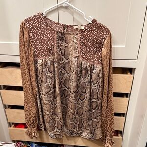 ODDY Multi-Patterned Brown Women's Blouse